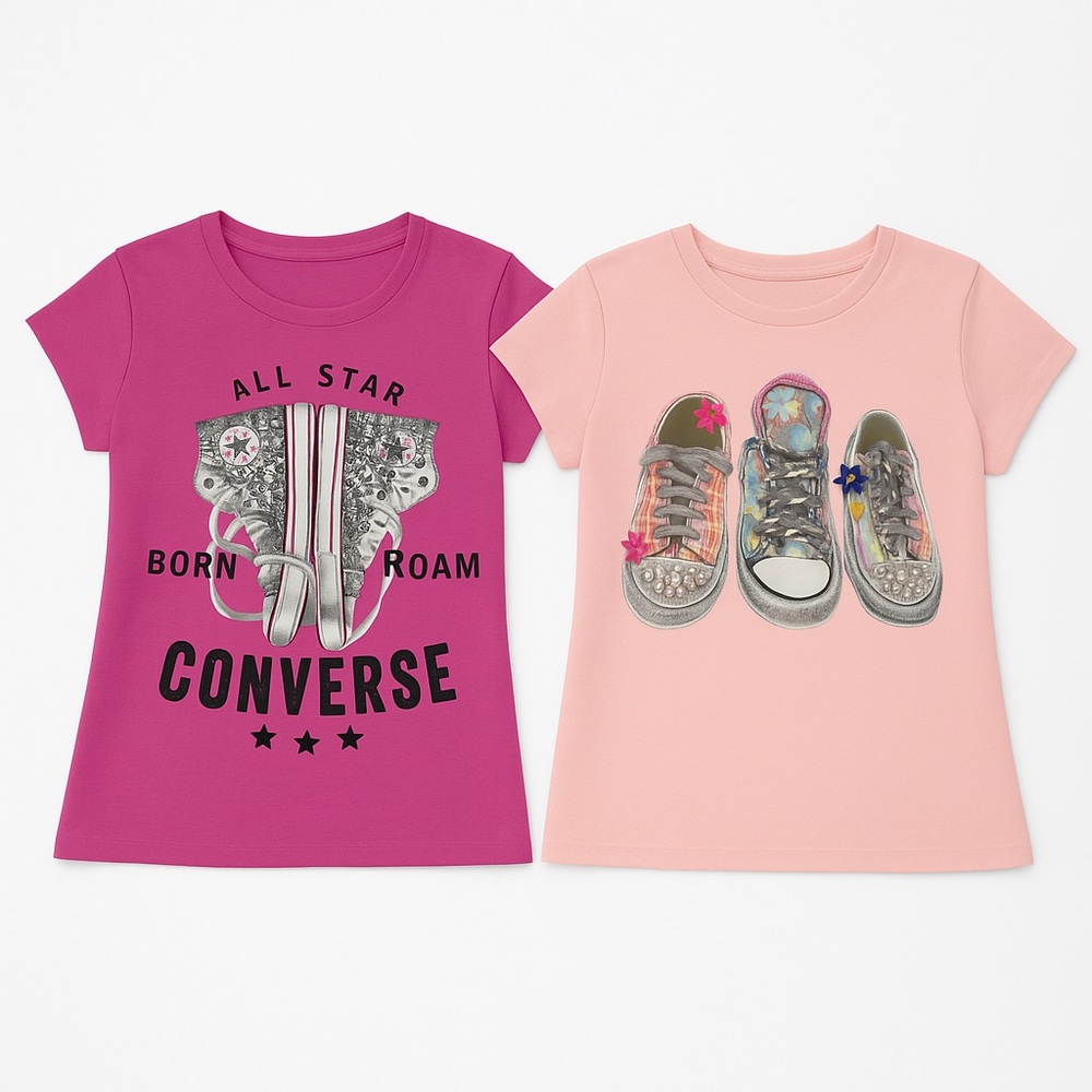 Converse Kids' Graphic Tees in Pink and Purple